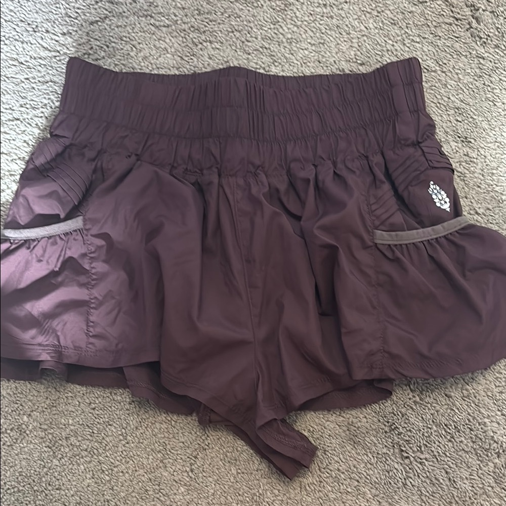 Purple Athletic Shorts with Elastic Waistband